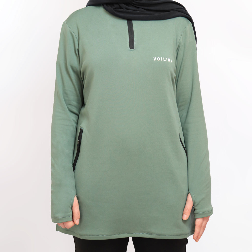 modest half zip top + Joggers